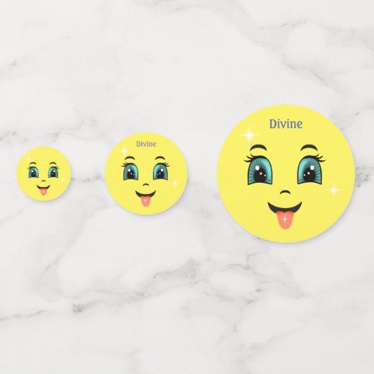 Cute Divine Blue & Yellow Happy Facs Confetti (Voorkanten)