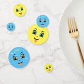 Cute Divine Blue & Yellow Happy Facs Confetti (Groep)