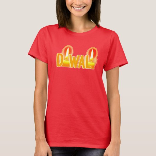 Cute Diwali Candles Festival of Light Typography T-shirt (Voorkant)