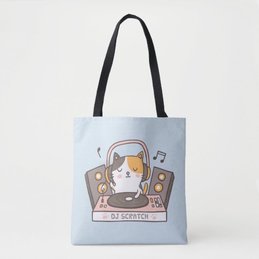 Cute DJ Scratch Kitty Cat Canvas tas (Voorkant)