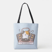 Cute DJ Scratch Kitty Cat Canvas tas (Achterkant)