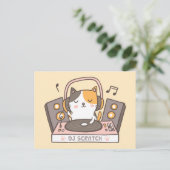 Cute DJ Scratch Kitty Cat Puns Ansichtkaart Briefkaart (Staand voorkant)