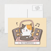 Cute DJ Scratch Kitty Cat Puns Ansichtkaart Briefkaart (Voorkant / Achterkant)