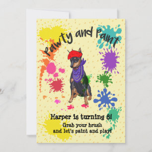 Cute Doberman Dog Fun Art Birthday Party Kaart