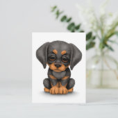 Cute Doberman Pinscher Puppy Dog over White Briefkaart (Staand voorkant)