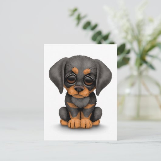 Cute Doberman Pinscher Puppy Dog over White Briefkaart (Staand voorkant)