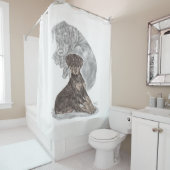 Cute Doberman Pinscher Puppy Douchegordijn (In situ)