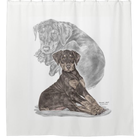 Cute Doberman Pinscher Puppy Douchegordijn (Voorkant)