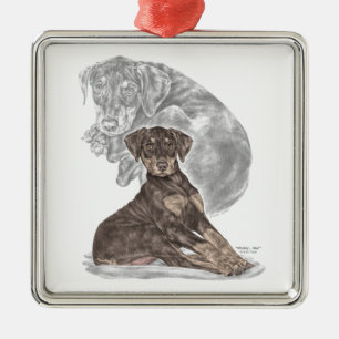Cute Doberman Pinscher Puppy Metalen Ornament