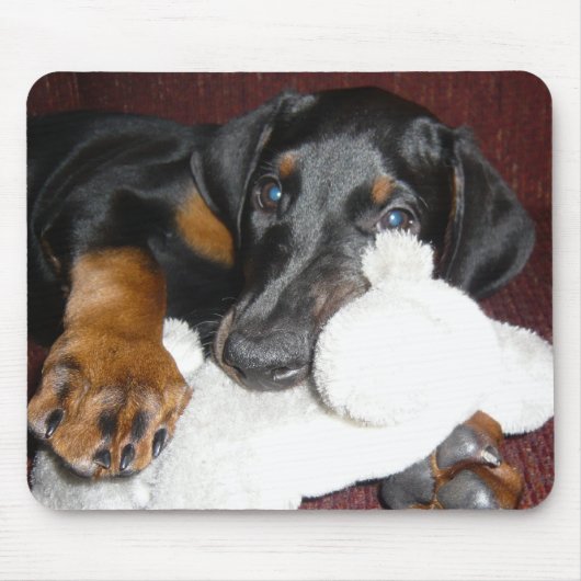 Cute Doberman Pinscher Puppy Mousepad Muismat (Voorkant)