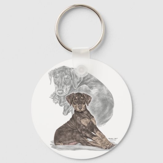 Cute Doberman Pinscher Puppy Sleutelhanger (Voorkant)