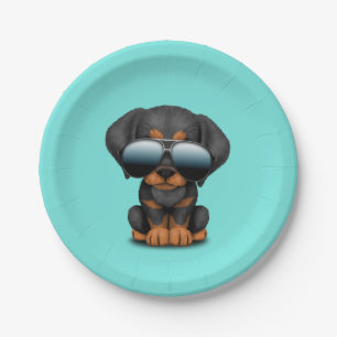 Cute Doberman Puppy Dog die zonnebrillen draagt Papieren Bordje