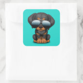 Cute Doberman Puppy Dog die zonnebrillen draagt Vierkante Sticker (Tas)