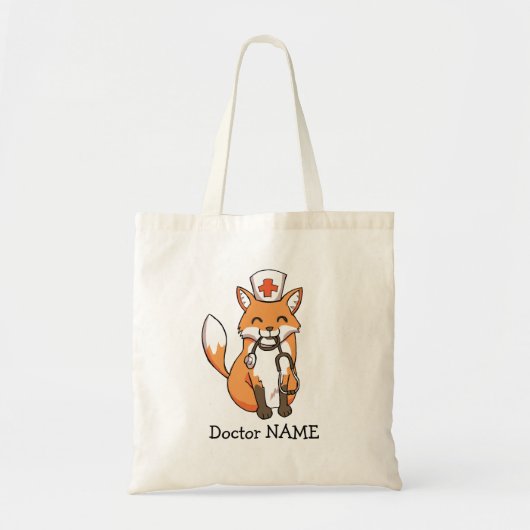 Cute Doctor Fox Drawing Personalized Canvas tas (Voorkant)