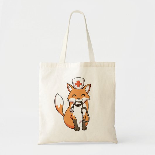 Cute Doctor Nurse Fox Stethoscope Canvas tas (Voorkant)