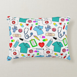 Cute Doctor Nurse Medical Supply Pattern Accent Kussen