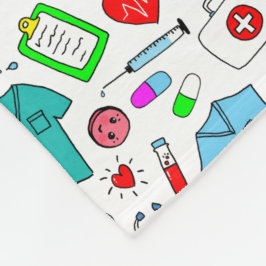 Cute Doctor Nurse Medical Supply Pattern Fleece Deken