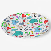 Cute Doctor Nurse Medical Supply Pattern Papieren Bordje (Gekanteld)