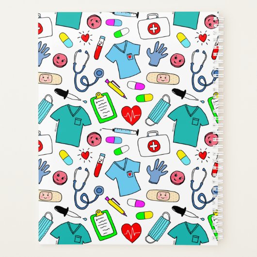 Cute Doctor Nurse Medical Supply Pattern Planner (Achterkant)