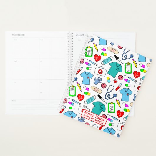 Cute Doctor Nurse Medical Supply Pattern Planner (Display)
