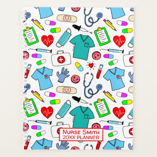 Cute Doctor Nurse Medical Supply Pattern Planner (Voorkant)