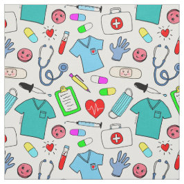 Cute Doctor Nurse Medical Supply Pattern Stof