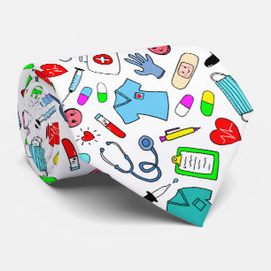 Cute Doctor Nurse Medical Supply Pattern Stropdas