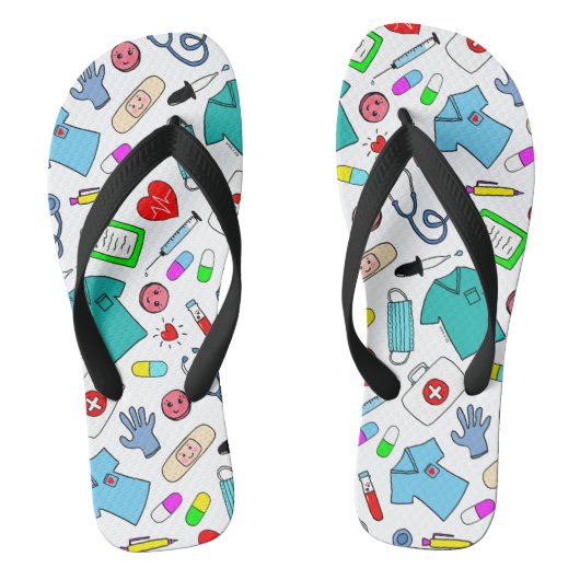 Cute Doctor Nurse Medical Supply Pattern Teenslippers (Voetbed)