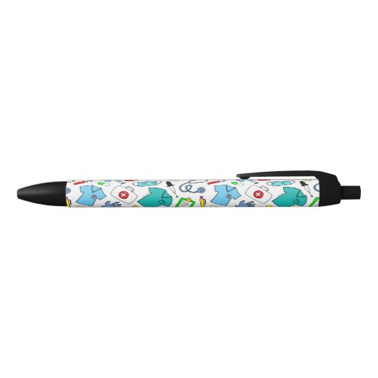 Cute Doctor Nurse Medical Supply Pattern Zwarte Inkt Pen (Bovenkant)