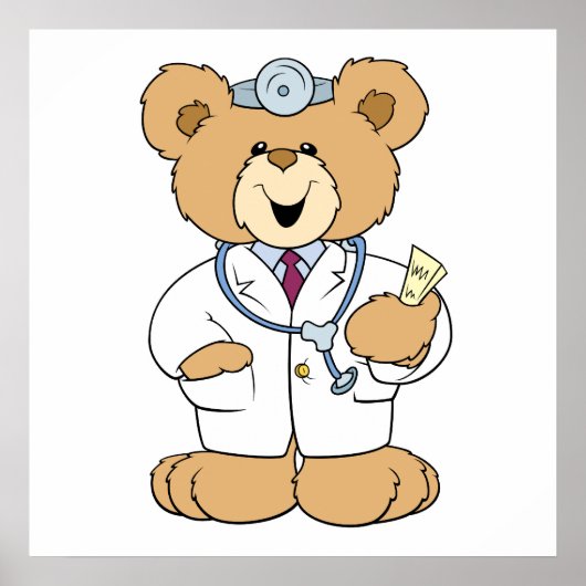 Cute Doctor Teddy Bear Poster (Voorkant)
