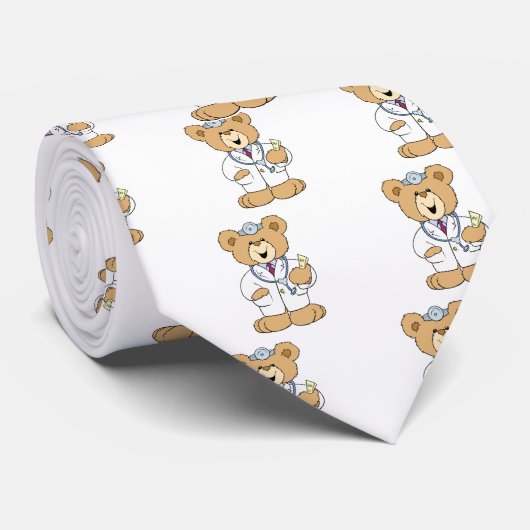 Cute Doctor Teddy Bear Stropdas (Opgerold)