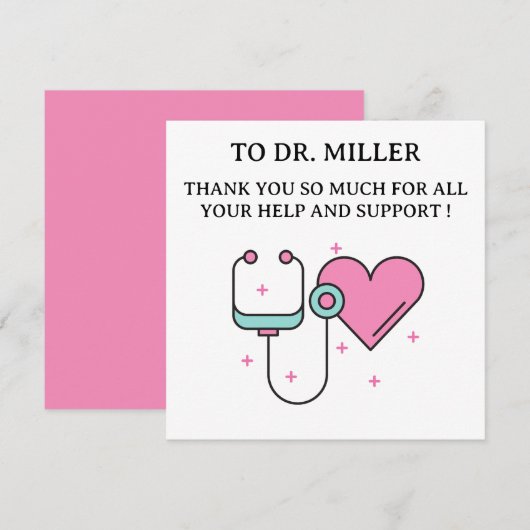 Cute Doctor Thank You Card (Voorkant / Achterkant)