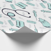Cute Doctor verpleegkundig patroon Cadeaupapier (Hoek)