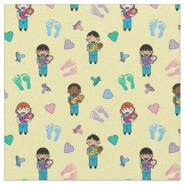 Cute Doctors en verpleegkundigen met Newborns Stof