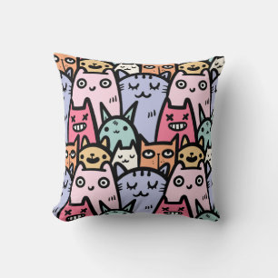 Cute doedle cartoon cats patroon voor kattenliefhe kussen