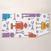 Cute doedle robots. Naadloos patroon. Cartoon Badhanddoek (Badhanddoek)