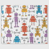 Cute doedle robots. Naadloos patroon. Cartoon Cadeaupapier (Vlak)