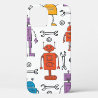 Cute doedle robots. Naadloos patroon. Cartoon