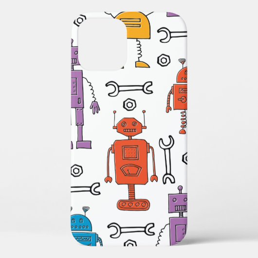 Cute doedle robots. Naadloos patroon. Cartoon Case-Mate iPhone Case (Achterkant)