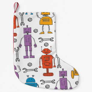 Cute doedle robots. Naadloos patroon. Cartoon Kleine Kerstsok