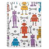 Cute doedle robots. Naadloos patroon. Cartoon Notitieboek (Voorkant)