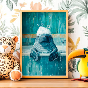 Cute Doejong in Bubbelbad Poster