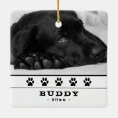 Cute Dog 2 Foto's Black Paws Holiday Keepslag Keramisch Ornament (Achterkant)