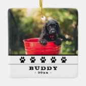 Cute Dog 2 Foto's Black Paws Holiday Keepslag Keramisch Ornament (Voorkant)