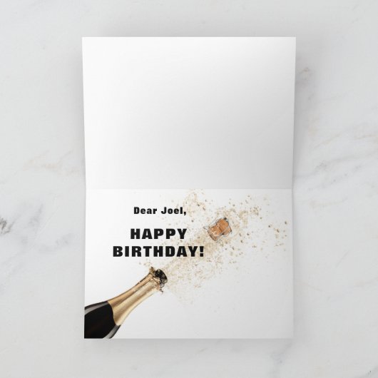 Cute Dog Add Name of Age Fun Happy Birthday Card Kaart (Binnen)