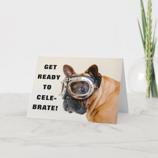 Cute Dog Add Name of Age Fun Happy Birthday Card Kaart (Voorkant)