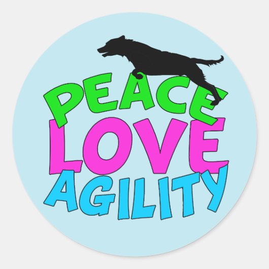 Cute Dog Agility Blue Ronde Sticker (Voorkant)
