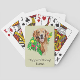 Cute Dog Amid Flowers Golden Retriever Pokerkaarten