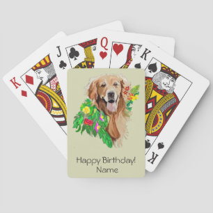 Cute Dog Amid Flowers Golden Retriever Pokerkaarten