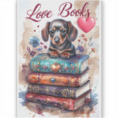 Cute Dog and Books Stickers Dog Stickers (Voorkant)